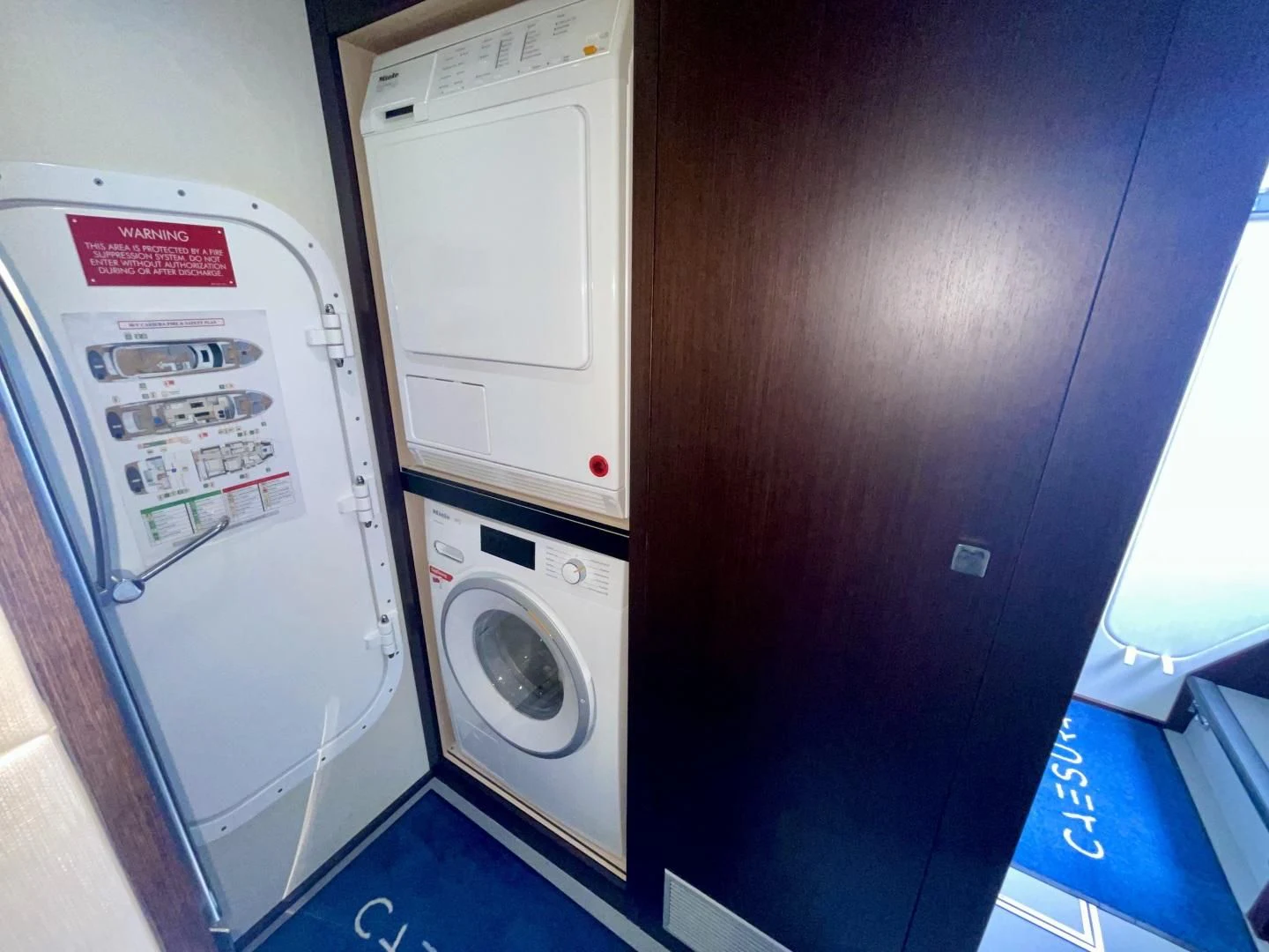 a washing machine and dryer aboard CAESURA Yacht for Sale