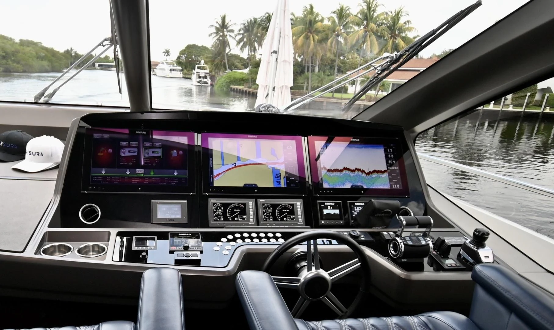 inside of a car aboard CAESURA Yacht for Sale