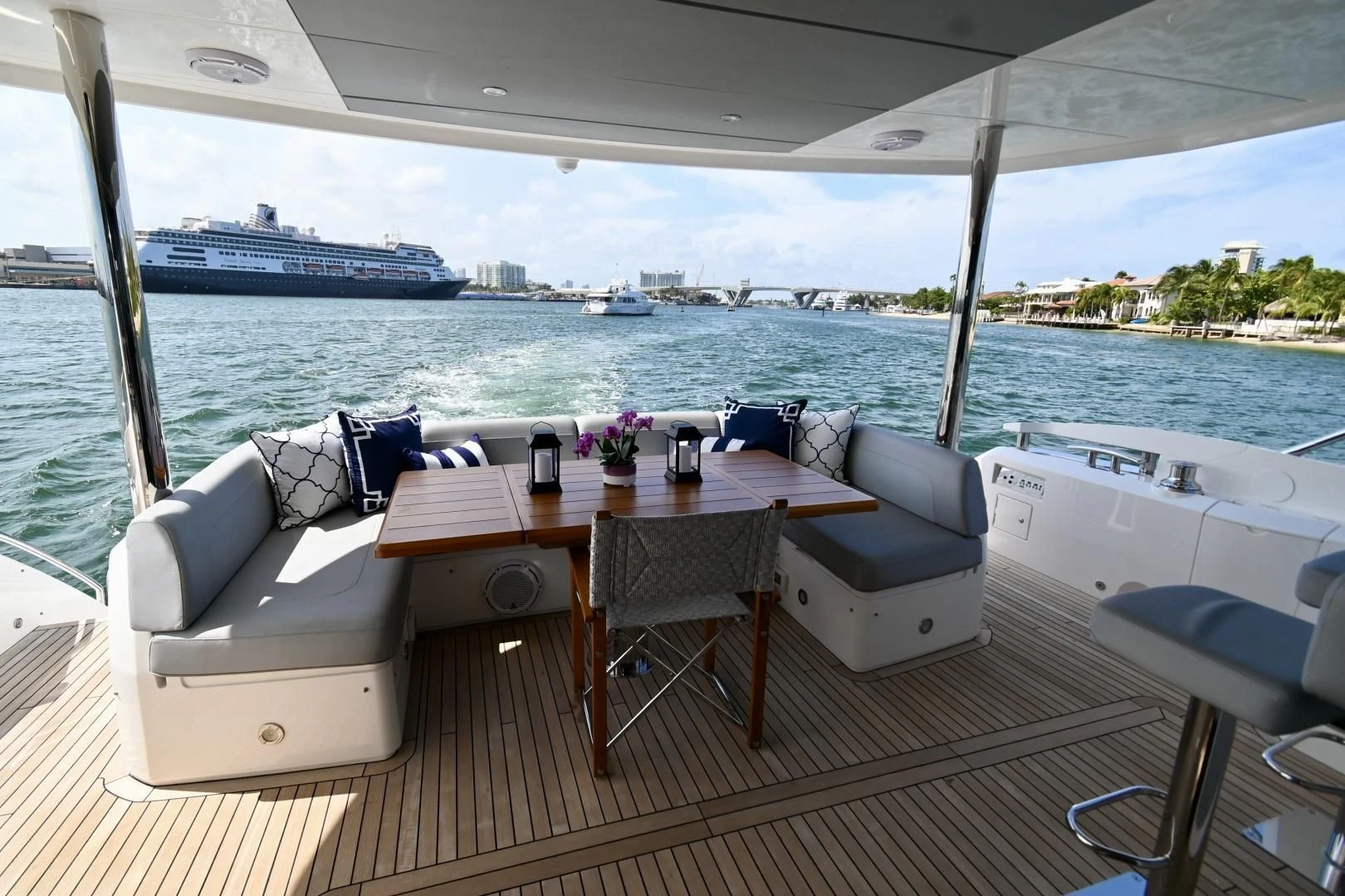a table on a boat aboard CAESURA Yacht for Sale