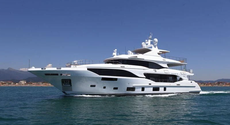 a white yacht in the water aboard OLI Yacht for Sale