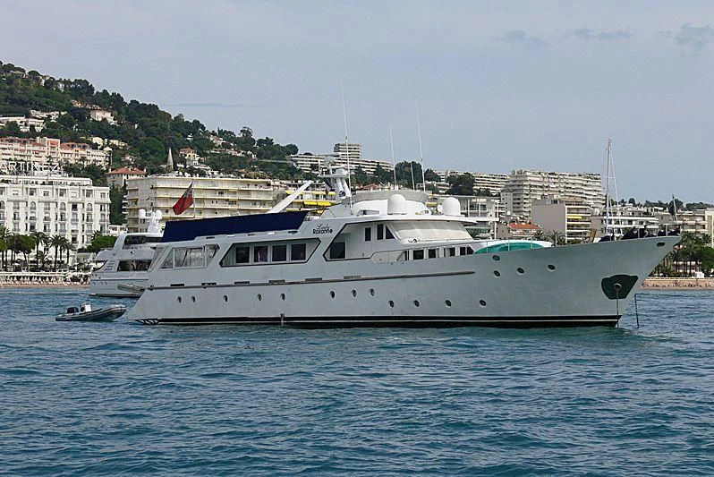 a large white boat in the water aboard MISS EVA Yacht for Sale