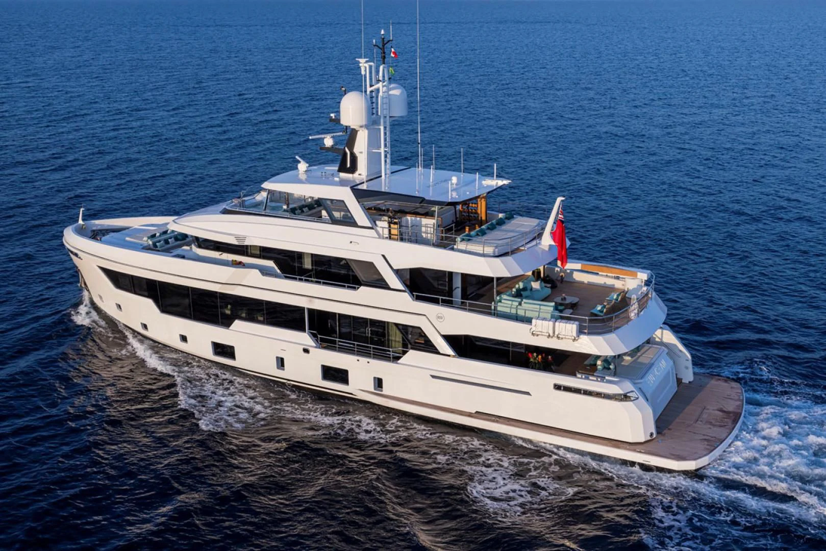 a large white ship in the water aboard 38M EXPLORER HULL 3 Yacht for Sale