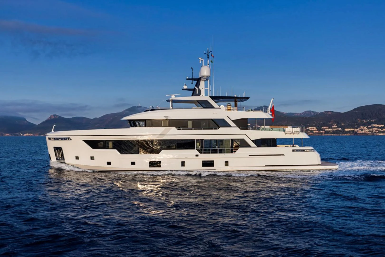 a large white boat in the water aboard 38M EXPLORER HULL 3 Yacht for Sale