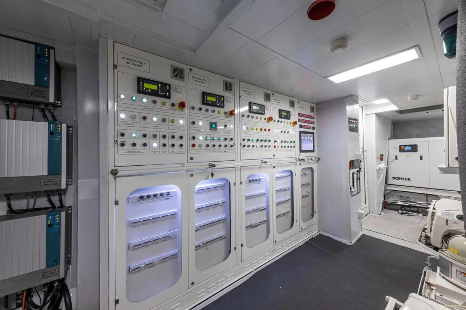 a room with machines and screens aboard 38M EXPLORER HULL 3 Yacht for Sale