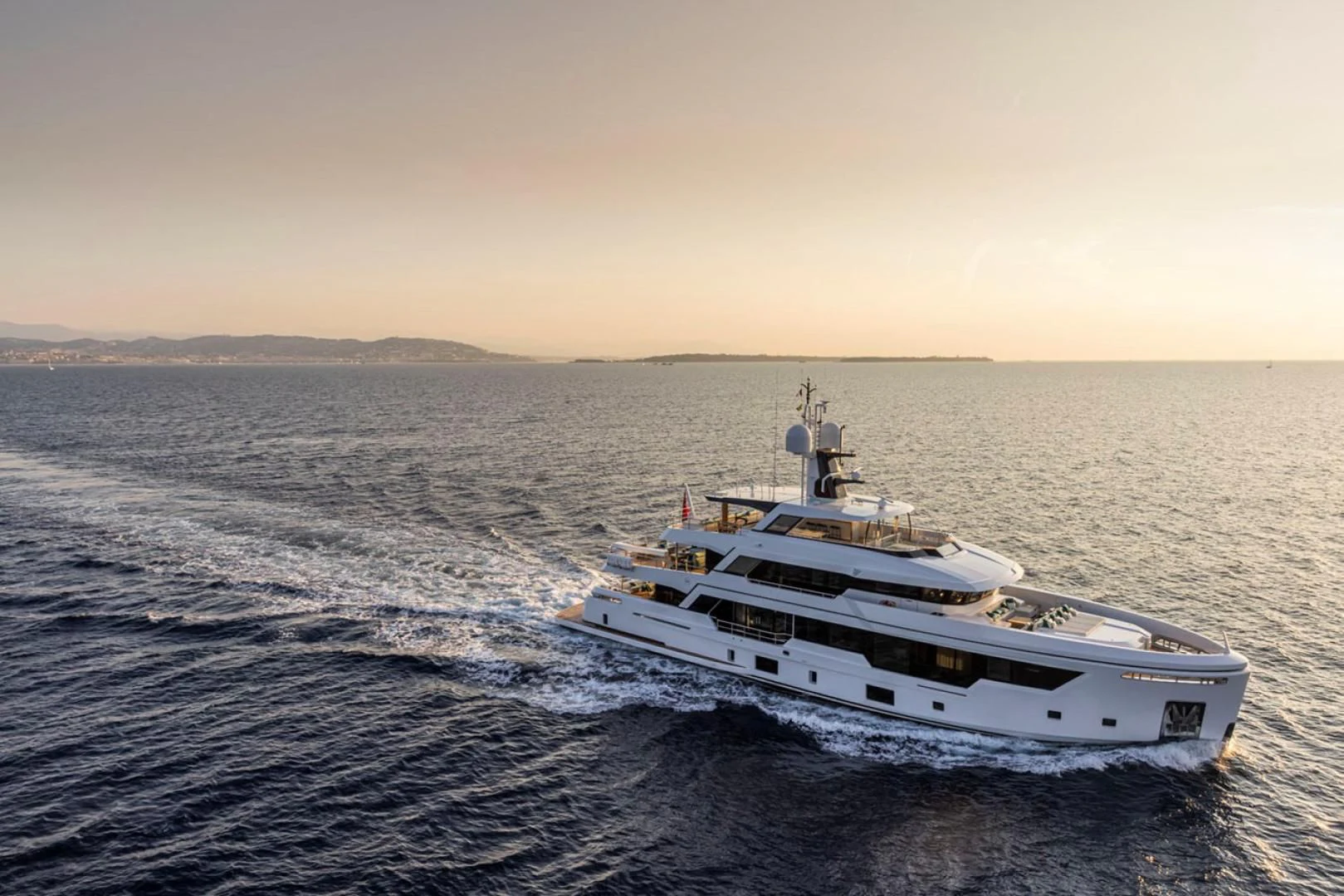 a white yacht in the water aboard 38M EXPLORER HULL 3 Yacht for Sale