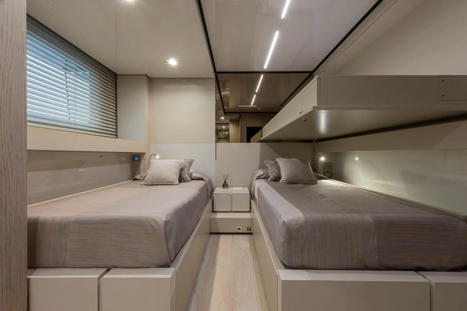 a room with two beds aboard 38M EXPLORER HULL 3 Yacht for Sale