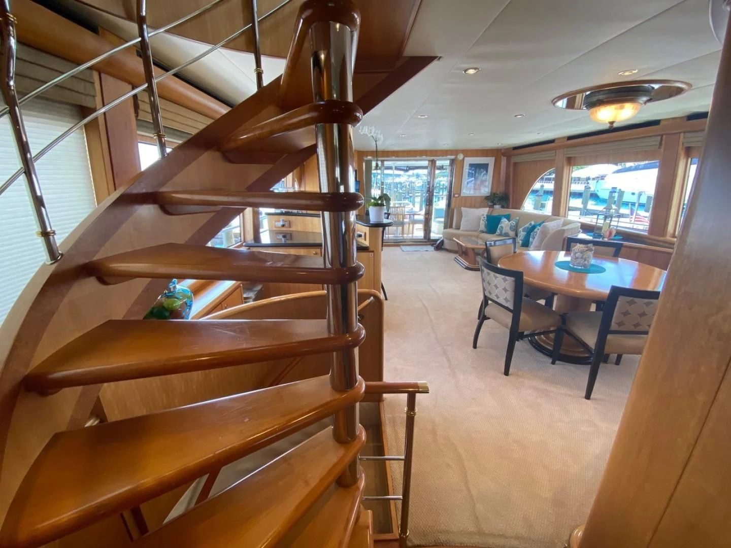 a wooden bunk bed in a room aboard EQUINOX X Yacht for Sale