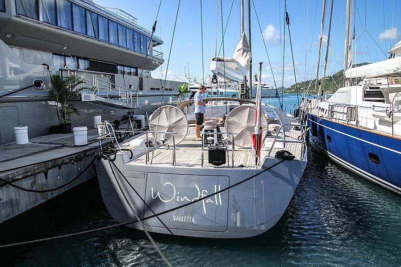 a couple of boats are parked in a harbor aboard ARAGON Yacht for Sale