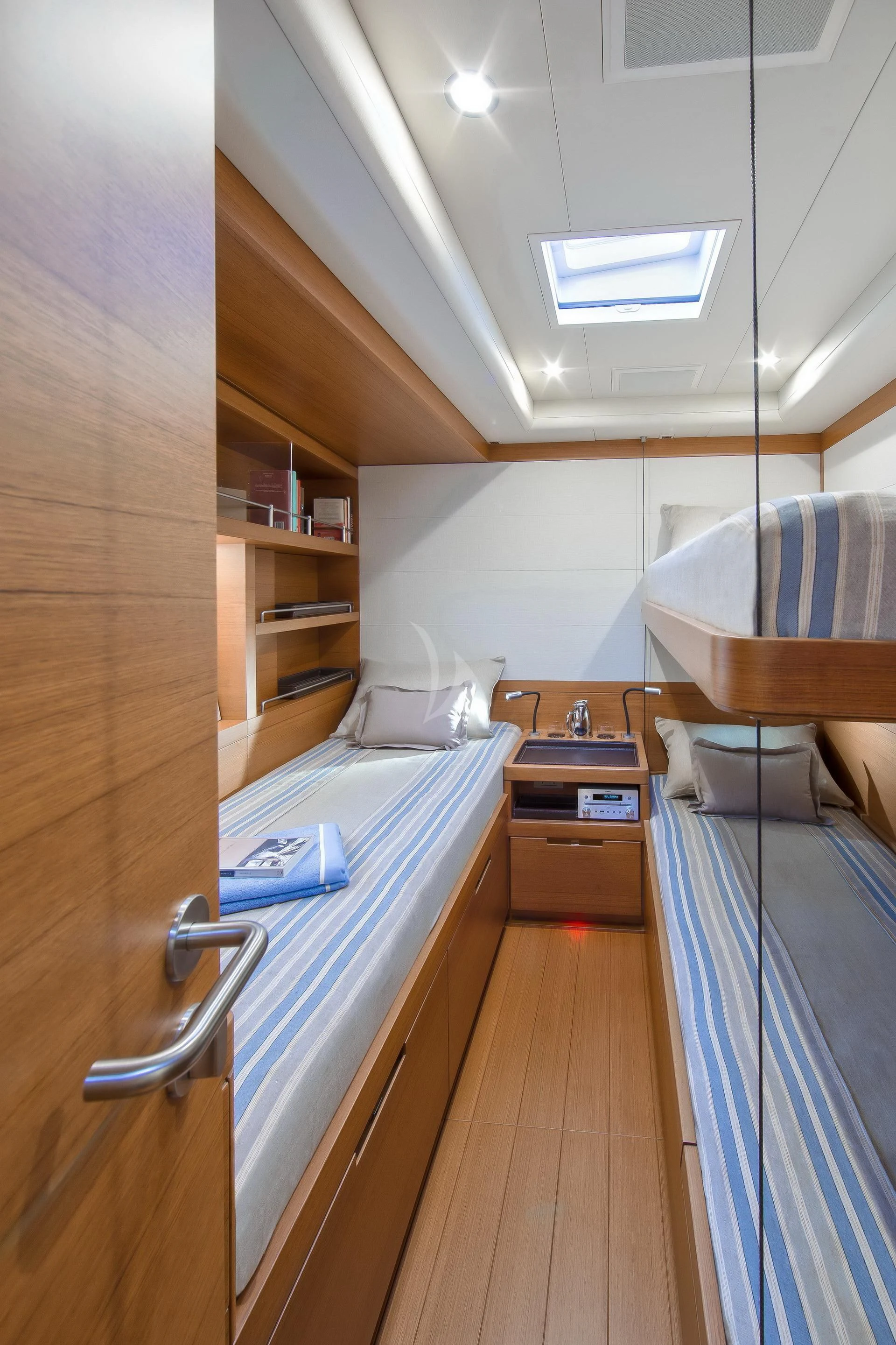 a kitchen with a sink and a fridge aboard ARAGON Yacht for Sale