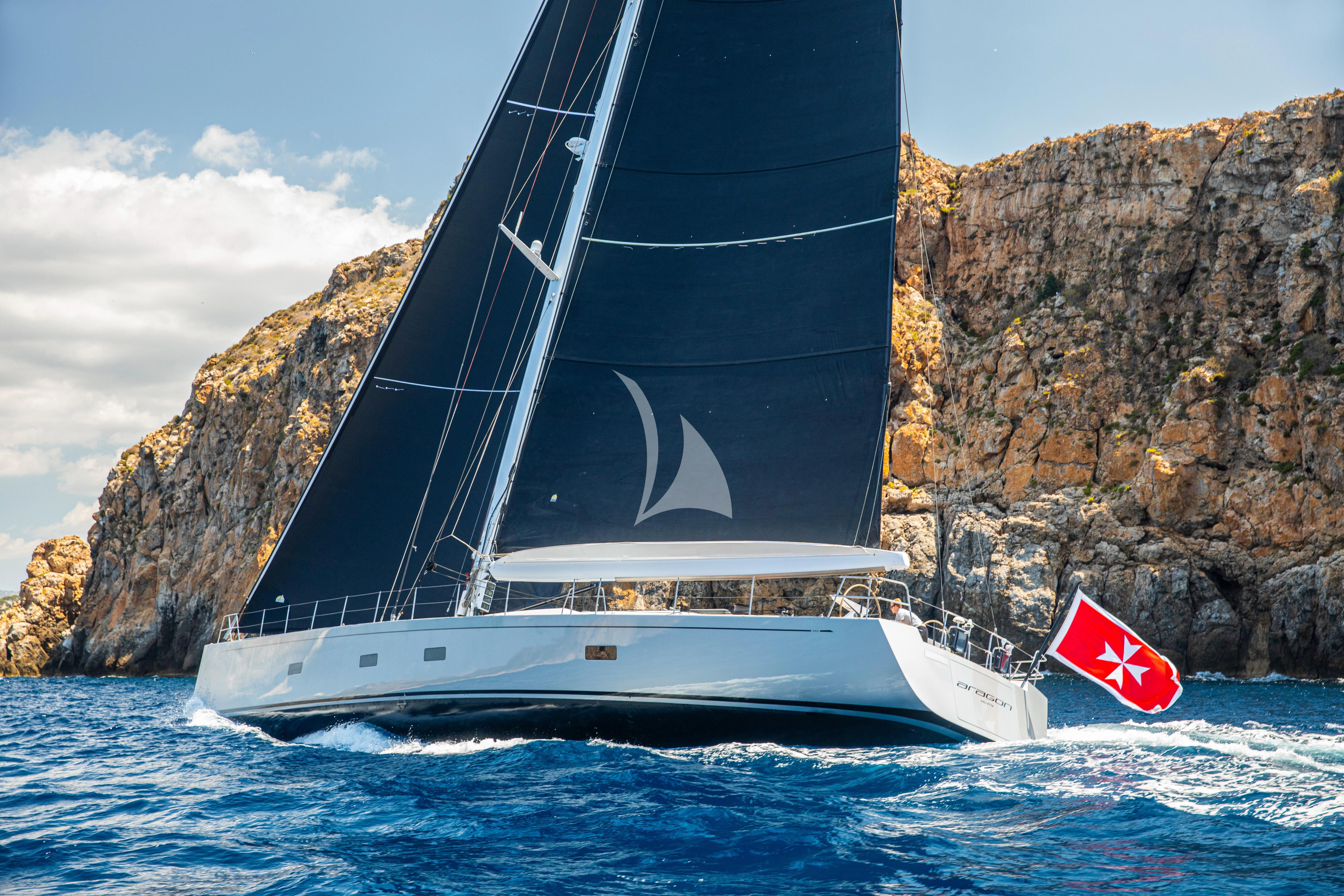 a boat sailing on the sea aboard ARAGON Yacht for Sale