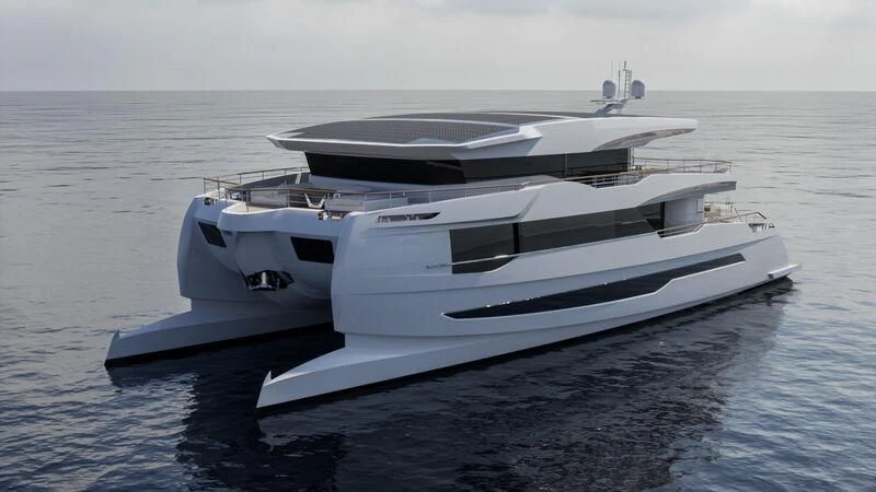 a white boat in the water aboard CAPRICA Yacht for Sale