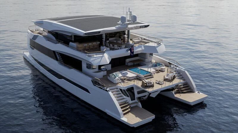 a large ship in the water aboard CAPRICA Yacht for Sale