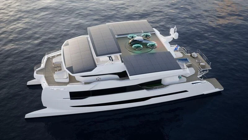 a space ship on the water aboard CAPRICA Yacht for Sale