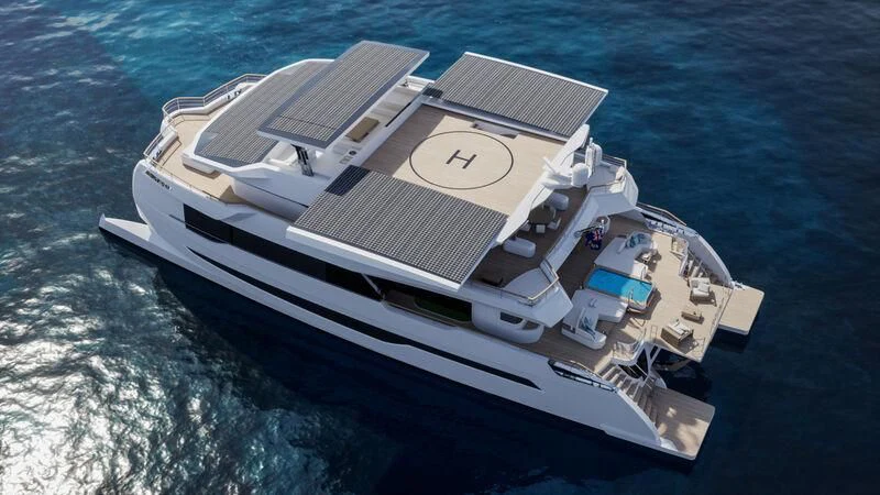 a high angle view of a ship aboard CAPRICA Yacht for Sale