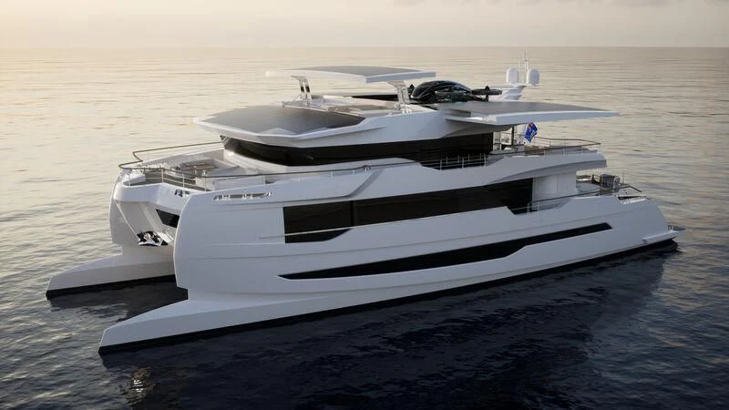 a white yacht on the water aboard CAPRICA Yacht for Sale