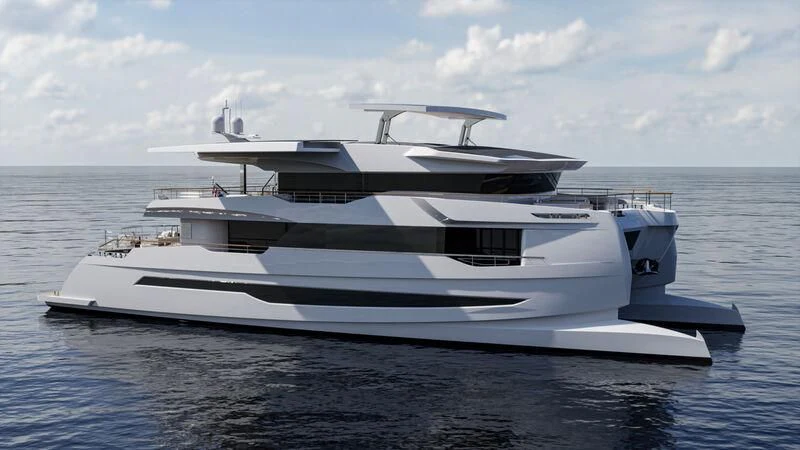 a white yacht in the water aboard CAPRICA Yacht for Sale