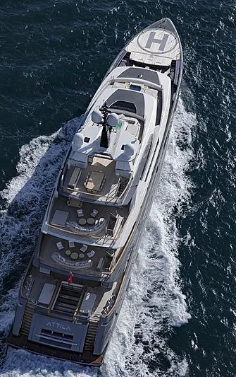 a large ship in the water aboard ATTILA Yacht for Sale