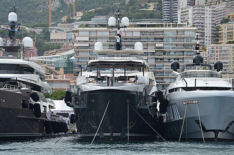 boats docked at a pier aboard ATTILA Yacht for Sale