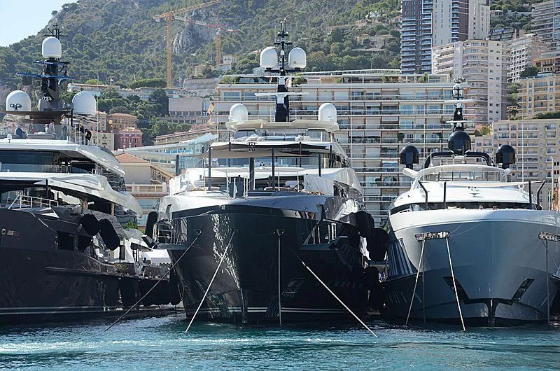 boats docked at a pier aboard ATTILA Yacht for Sale