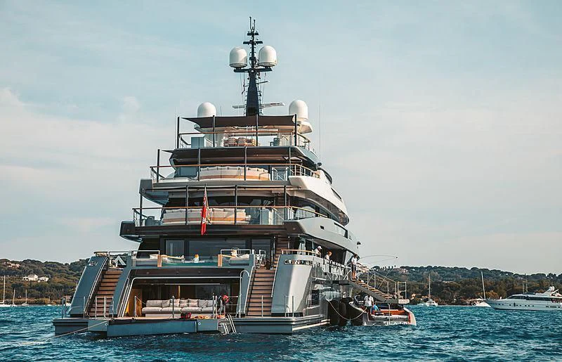 a large ship in the water aboard ATTILA Yacht for Sale
