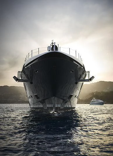 a large ship in the water aboard ATTILA Yacht for Sale