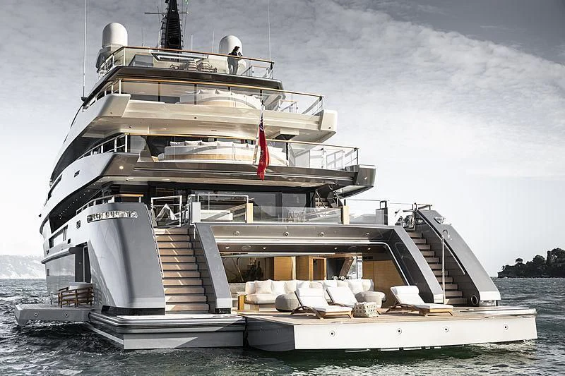 a large ship on the water aboard ATTILA Yacht for Sale