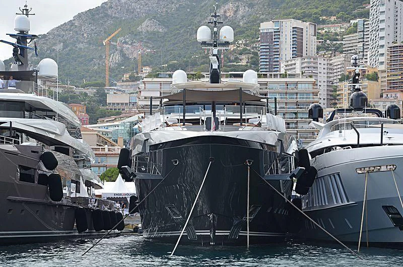 boats docked in a harbor aboard ATTILA Yacht for Sale