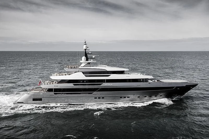 a large ship on the water aboard ATTILA Yacht for Sale