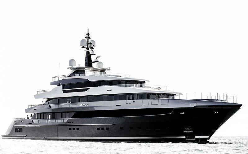 a large ship in the water aboard ATTILA Yacht for Sale