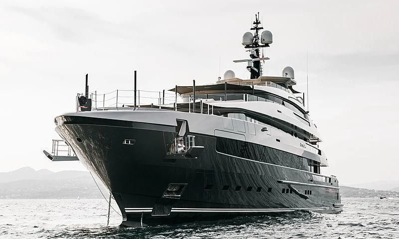 a large ship on the water aboard ATTILA Yacht for Sale