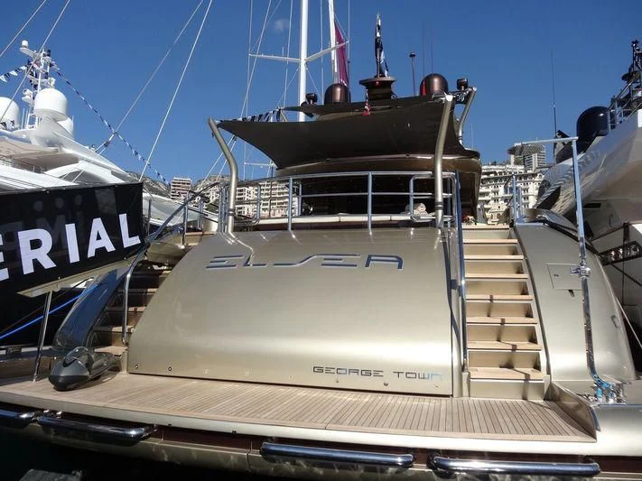 a large boat docked aboard GENESIS Yacht for Sale