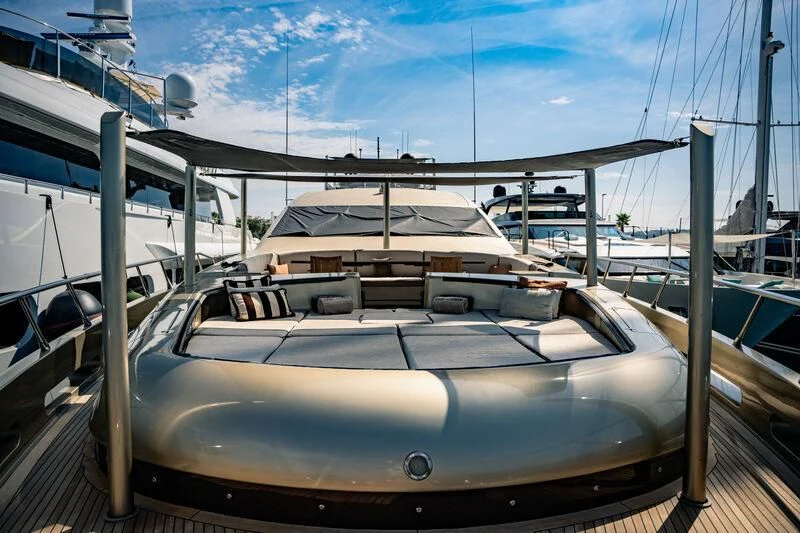 a car on a boat aboard GENESIS Yacht for Sale