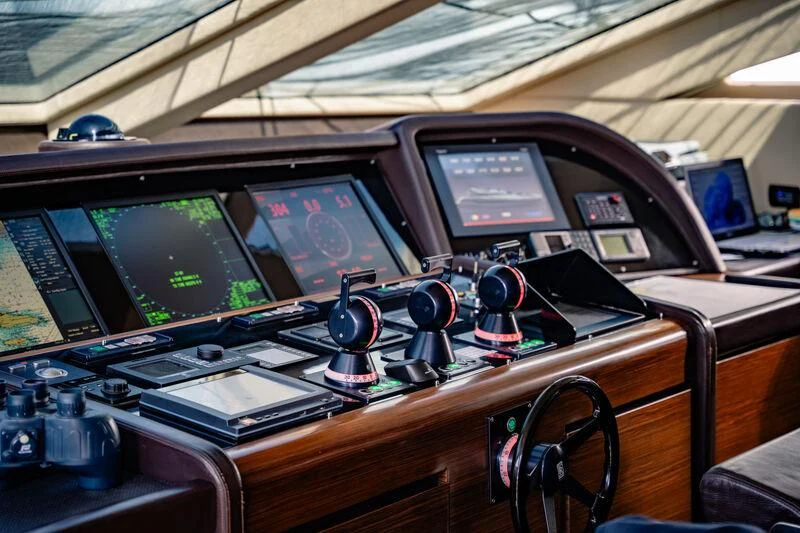 a control panel in a car aboard GENESIS Yacht for Sale