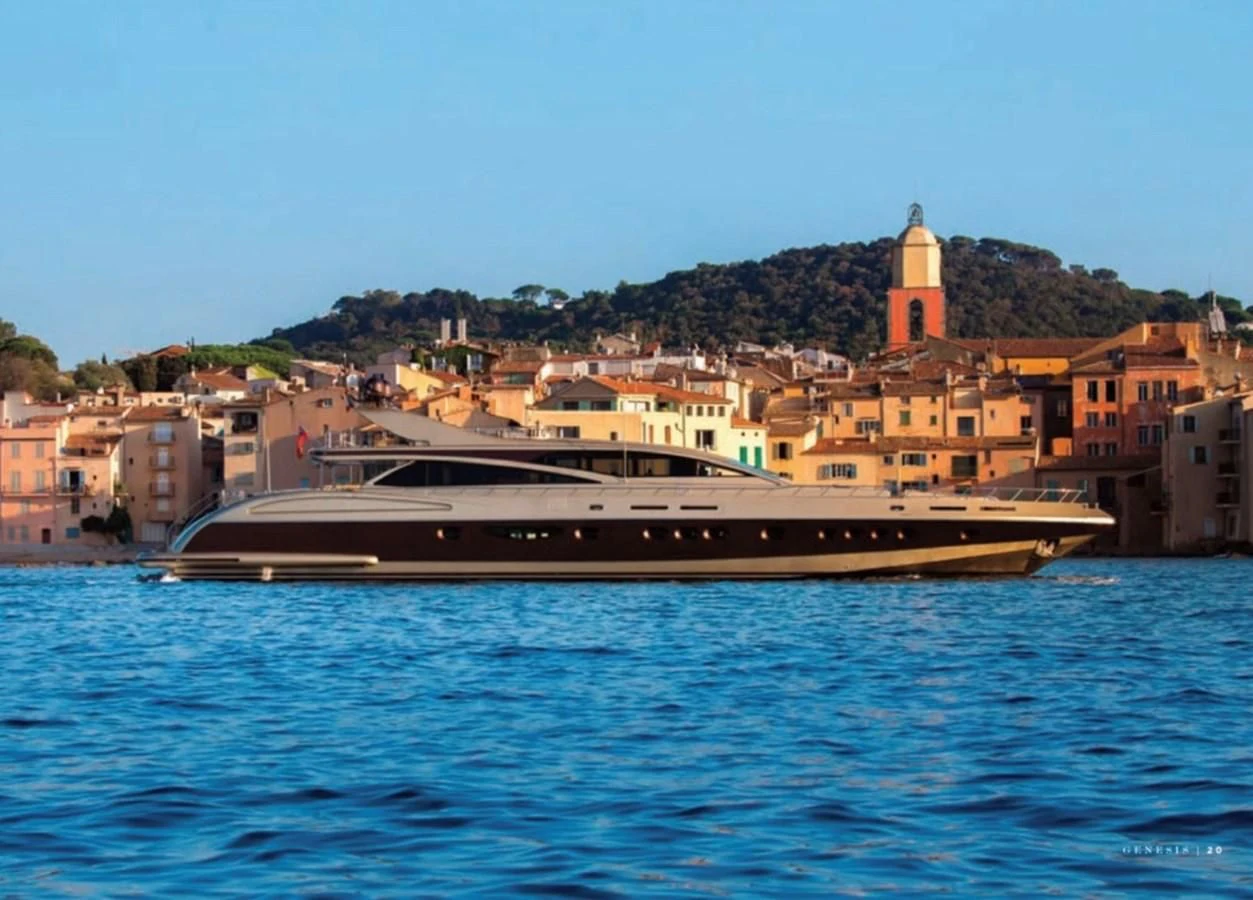 a large ship in the water aboard GENESIS Yacht for Sale