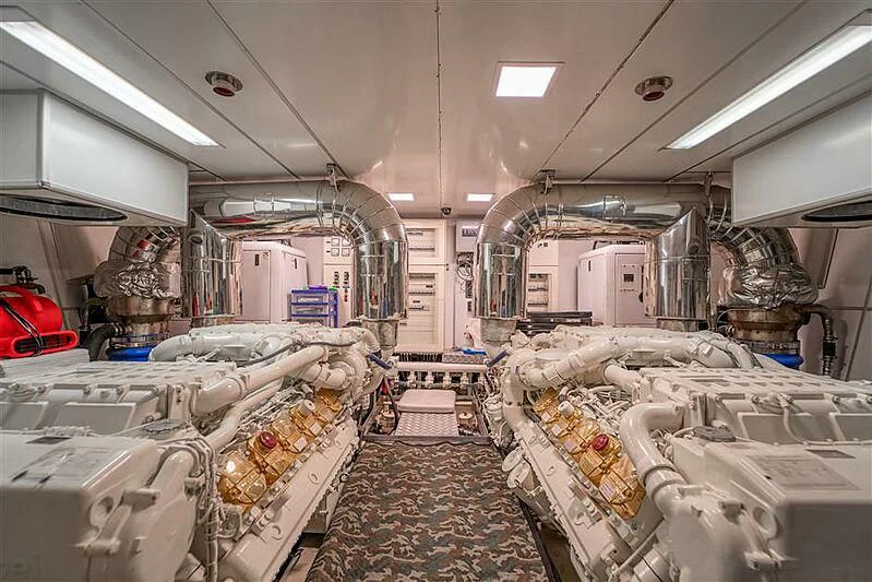 a large room with many boxes of food aboard ADAMO Yacht for Sale