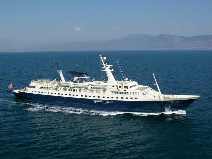 a large white ship in the water aboard ALEXANDER Yacht for Sale