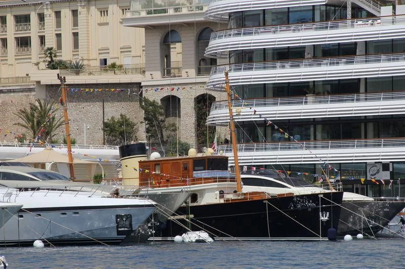 boats are parked in the water aboard TARANSAY Yacht for Sale