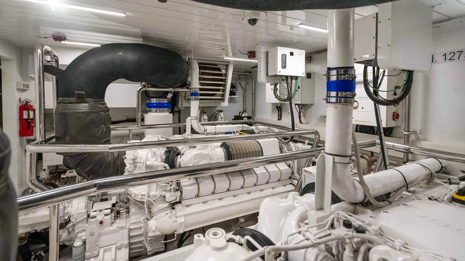 a machine with a large pipe aboard 106 FLYBRIDGE Yacht for Sale