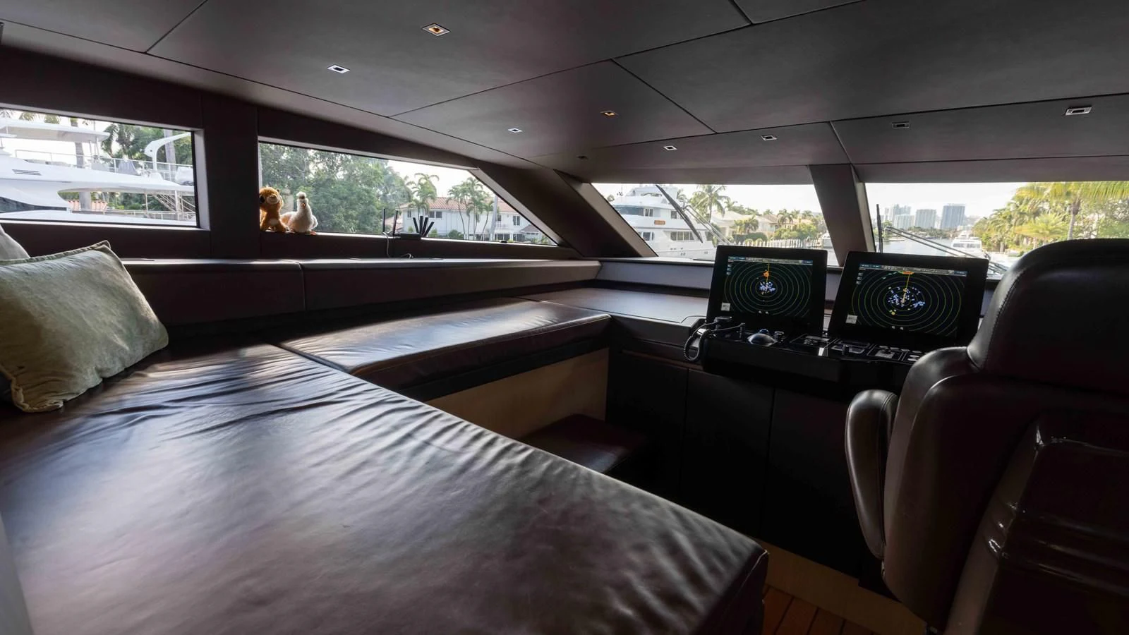 inside of a car aboard 106 FLYBRIDGE Yacht for Sale