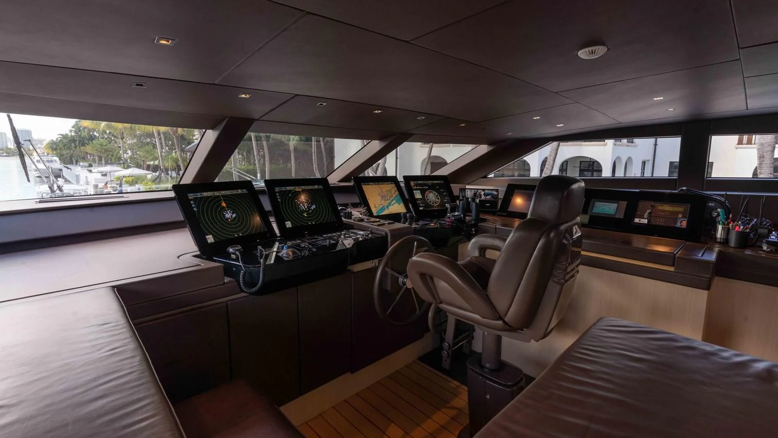 inside of a vehicle with computers aboard 106 FLYBRIDGE Yacht for Sale