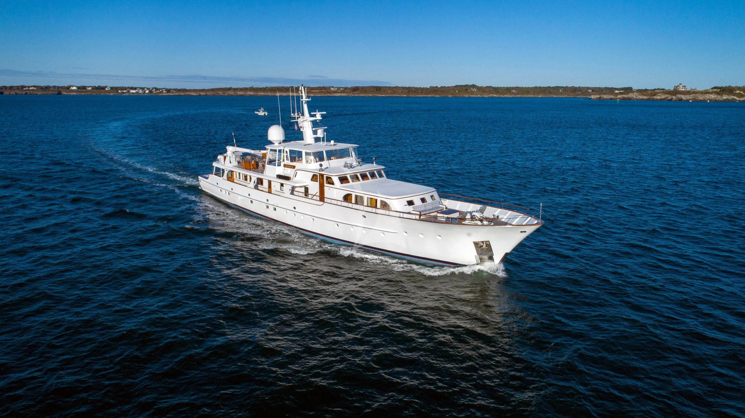 a large white boat on the water aboard MARYBELLE Yacht for Sale