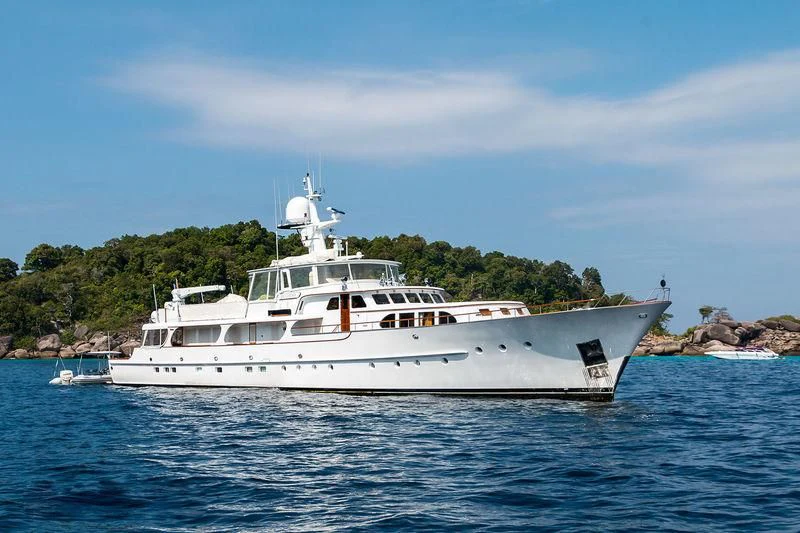 a white yacht in the water aboard MARYBELLE Yacht for Sale