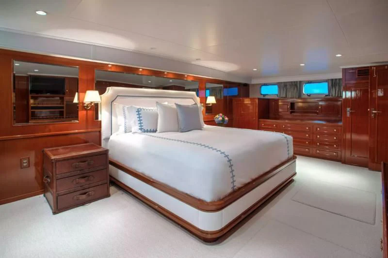 a bed in a room aboard MARYBELLE Yacht for Sale