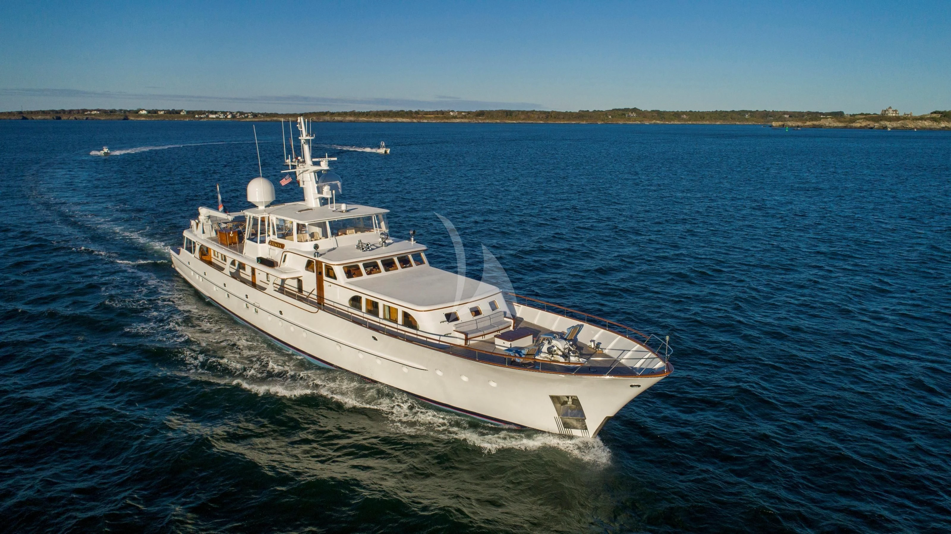 a large white ship on the water aboard MARYBELLE Yacht for Sale