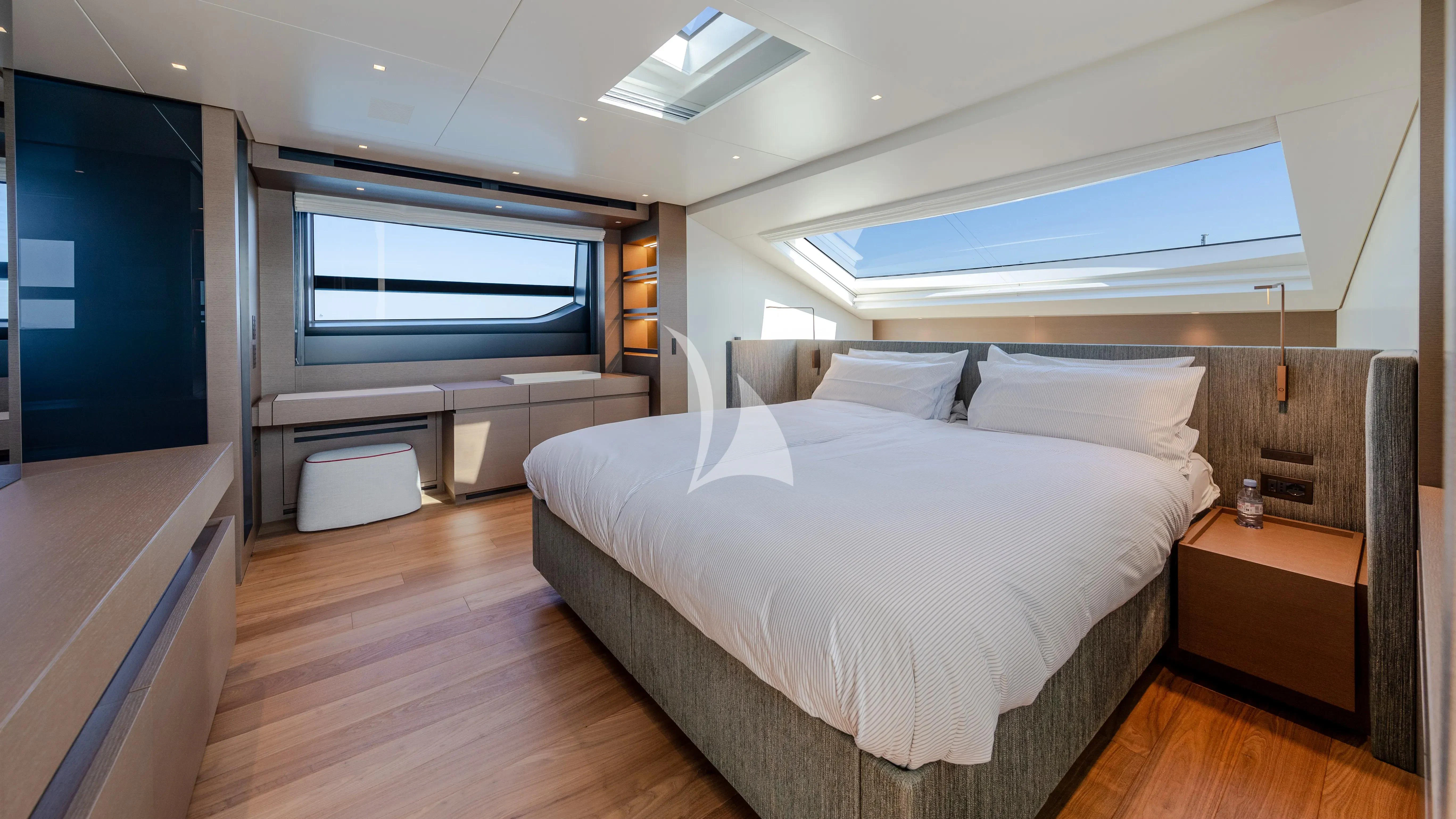 a bed in a room aboard SSL Yacht for Sale