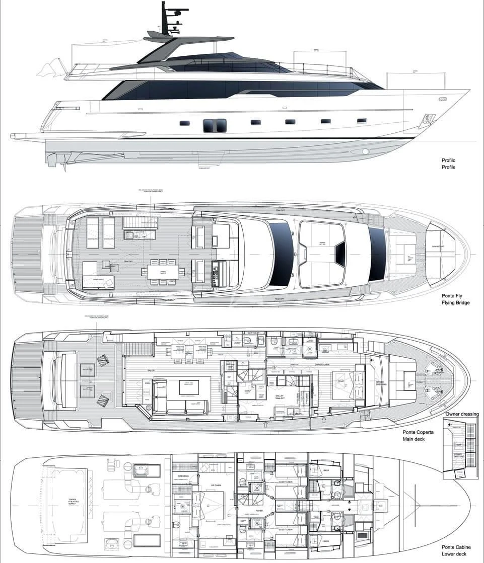 diagram, engineering drawing aboard SSL Yacht for Sale