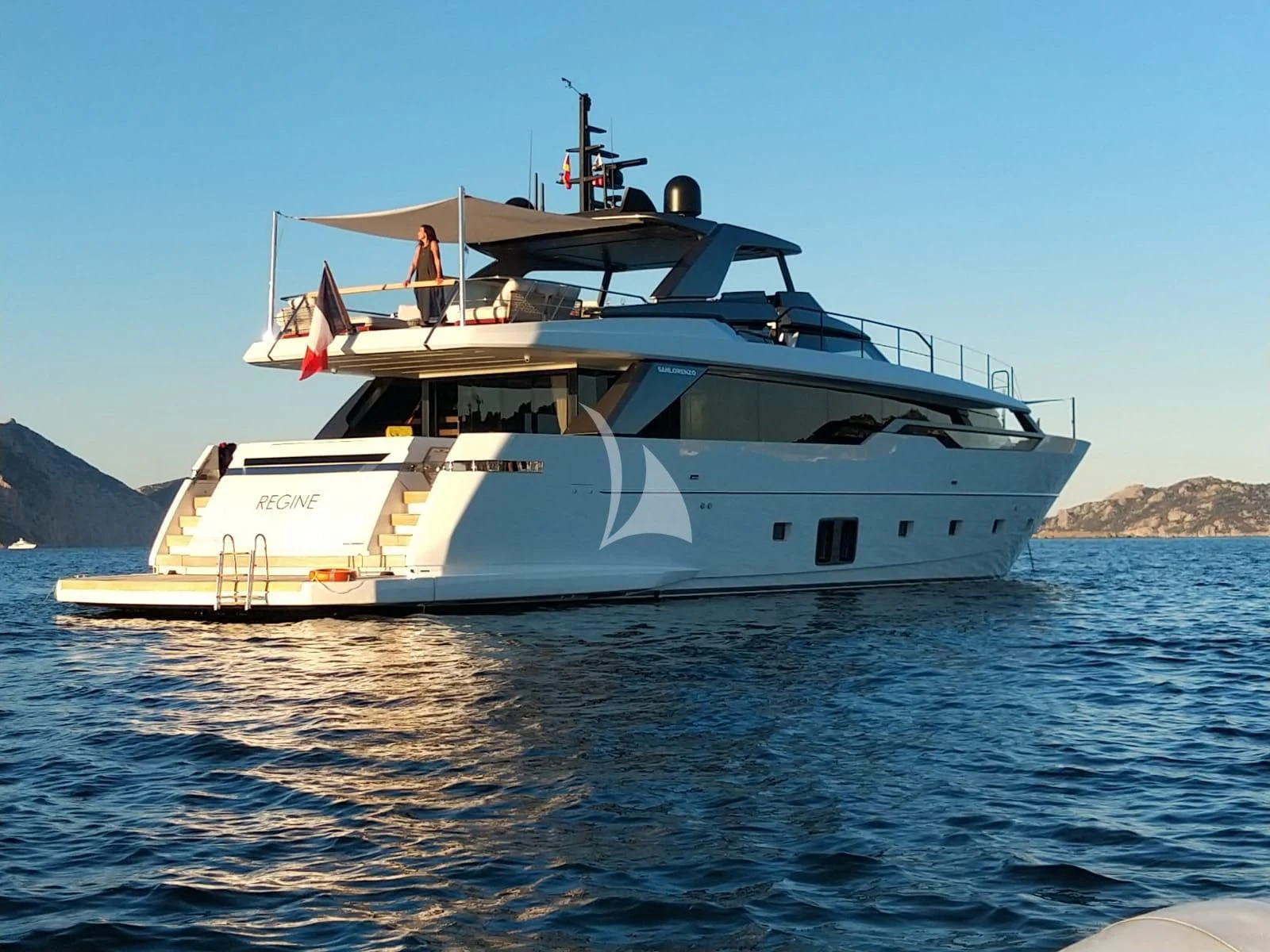 a large white boat in the water aboard SSL Yacht for Sale