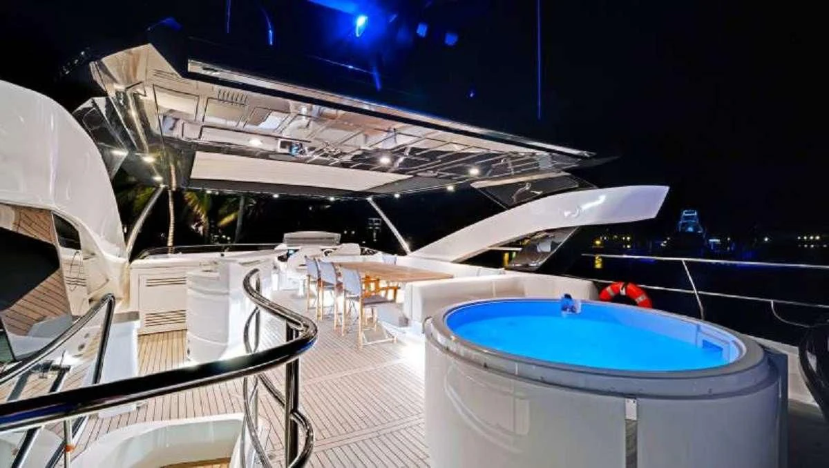 a large white and blue pool aboard SYNERGY Yacht for Sale