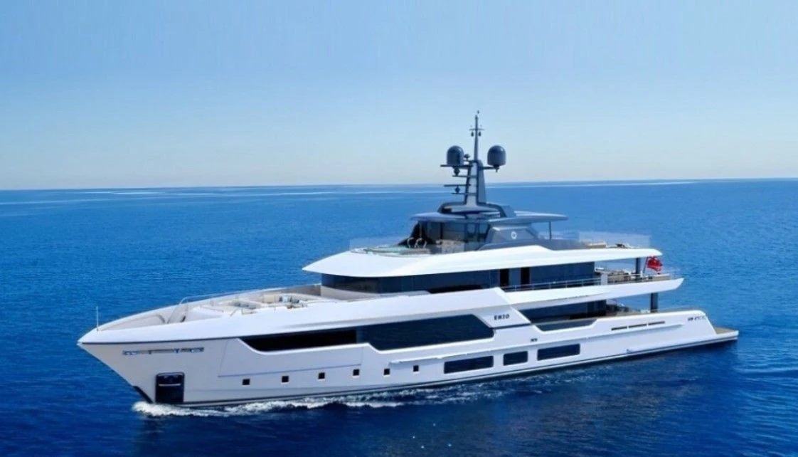 a white yacht in the water aboard ENZO Yacht for Sale