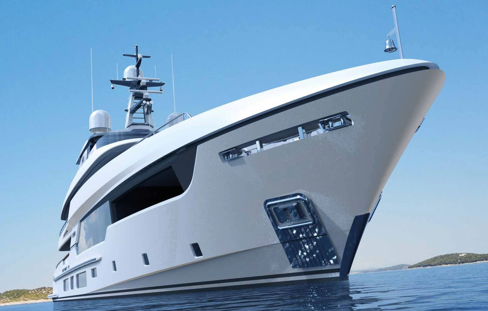 a white yacht on the water aboard ENZO Yacht for Sale